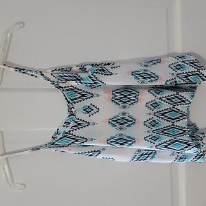 Rue21 Blue and Coral Geometric Print Blouse